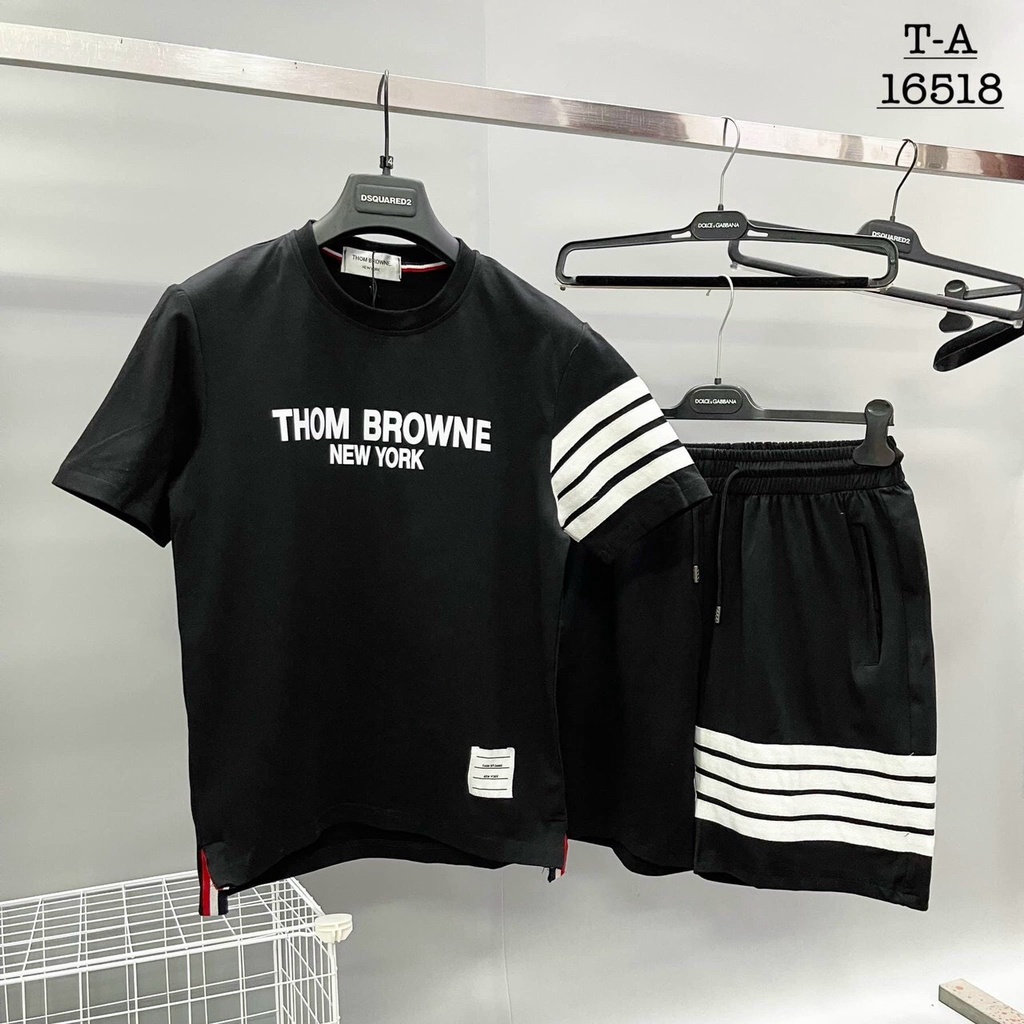 Bộ Thể Thao Nam Thom Browne Sọc Tay, Đồ Bộ Nam Chất Thun Cotton Cao Cấp