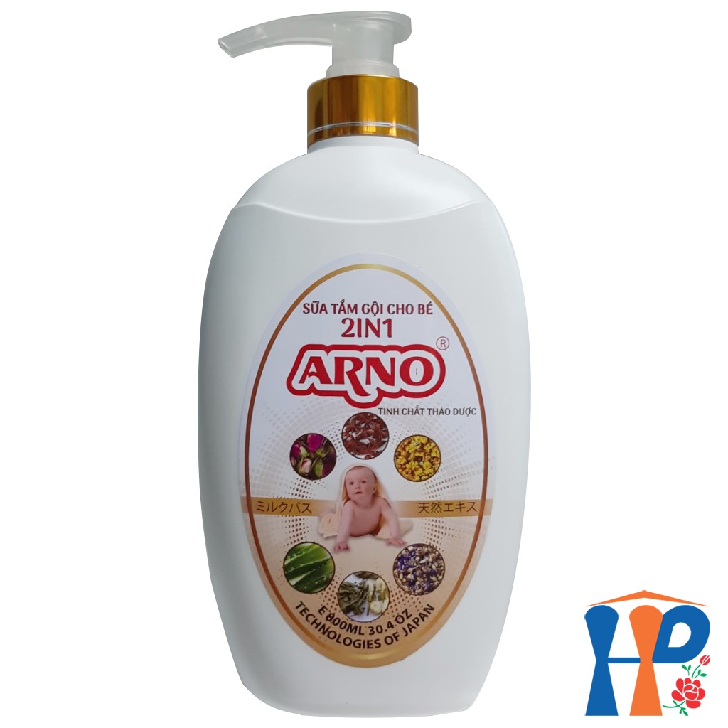 Sữa tắm gội thảo dược cho bé 2 in 1 Arno 800ml