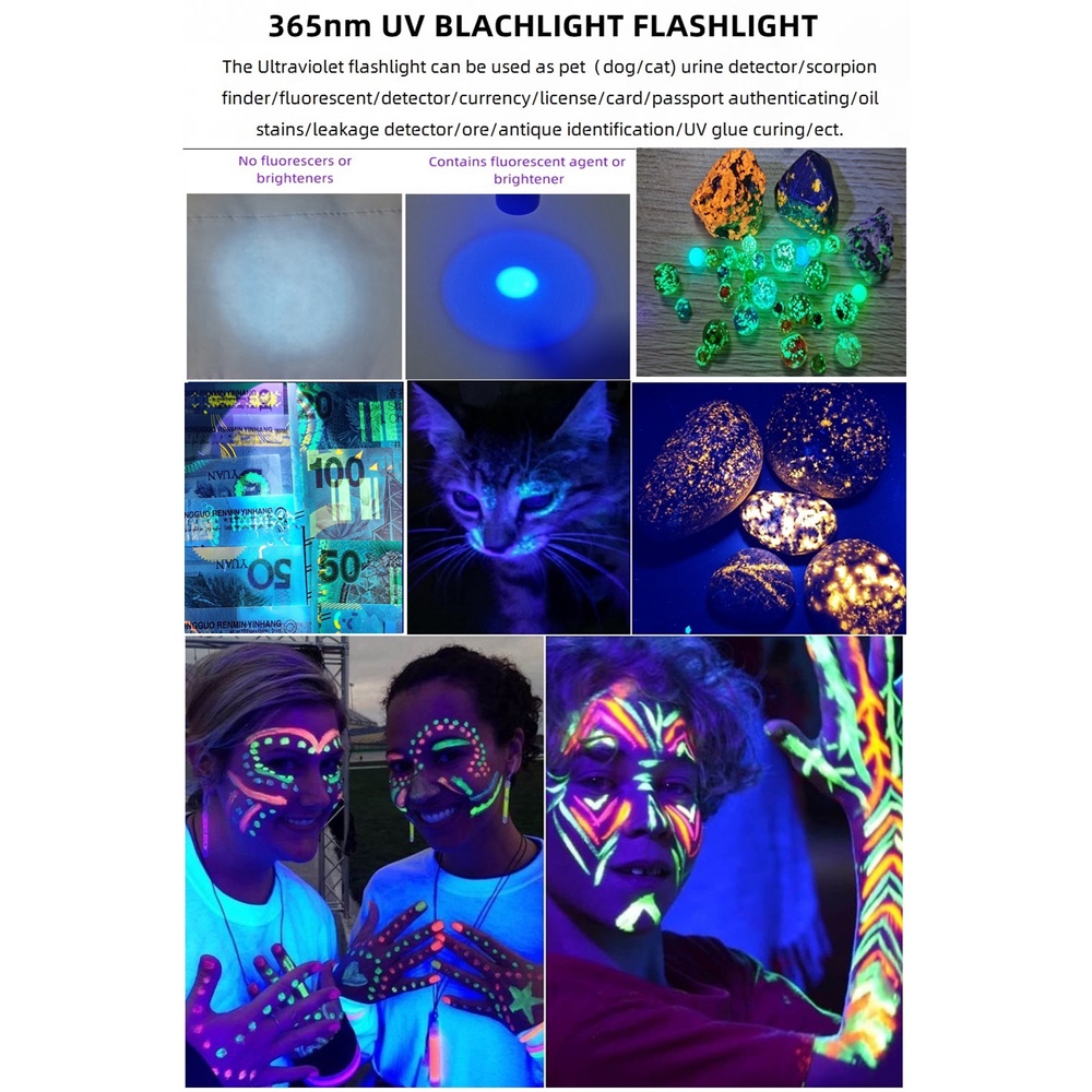 Đèn pin led AloneFire SV70 365nm tia UV vô hình sử dụng pin AA