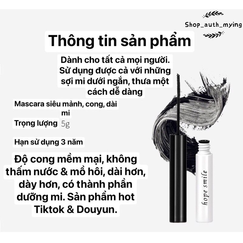 (SẴN SLL)Mascara Hope Smile đầu mảnh chuốt mi tự nhiên