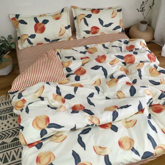 Bộ Chăn Ga Gối Cotton Poly Quả Đào