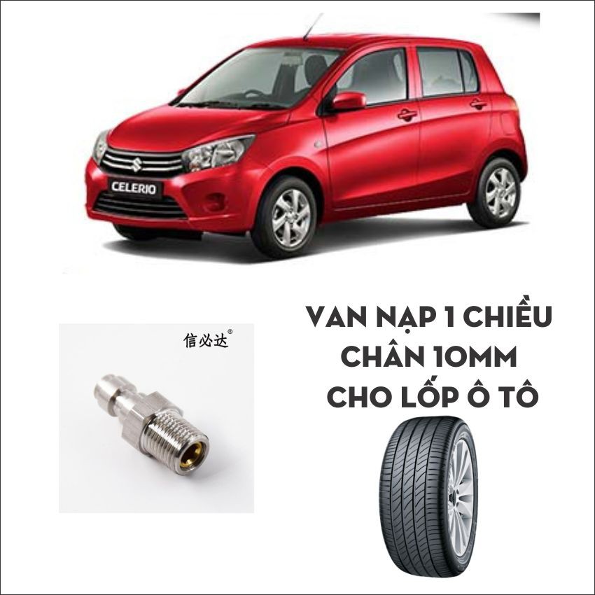 Van nạp 1 chiều chân 10mm cho van ô tô, van xe pcp