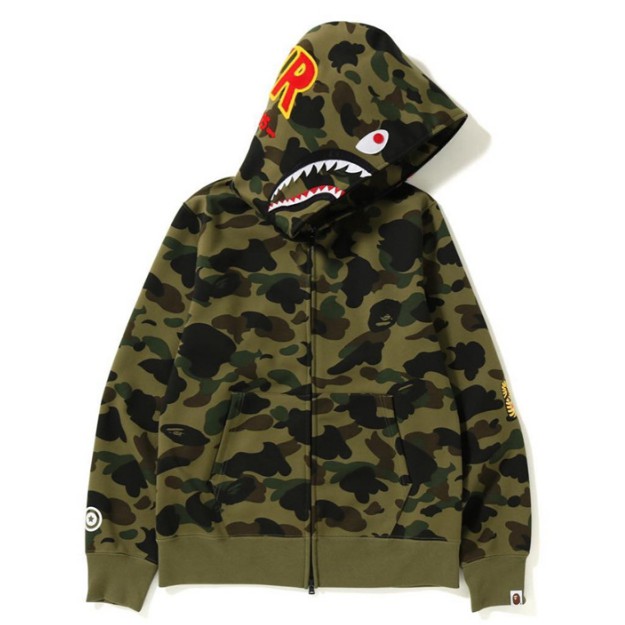 New Bape X PONR 🔥 Shark Zipper Hoodie Sweater Men Women Camouflage Plus velvet Coat