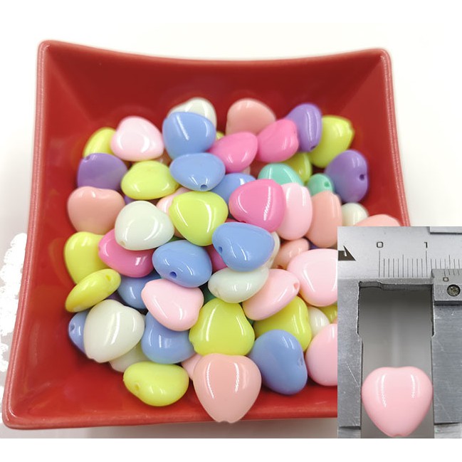 Hạt acrylic Hình Trái Tim Nhỏ 14Mm. Tự Làm Cho Trẻ Em