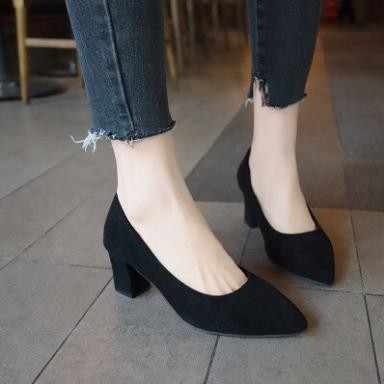 Giày cao gót bít mũi công sở 7p da lộn model mới
