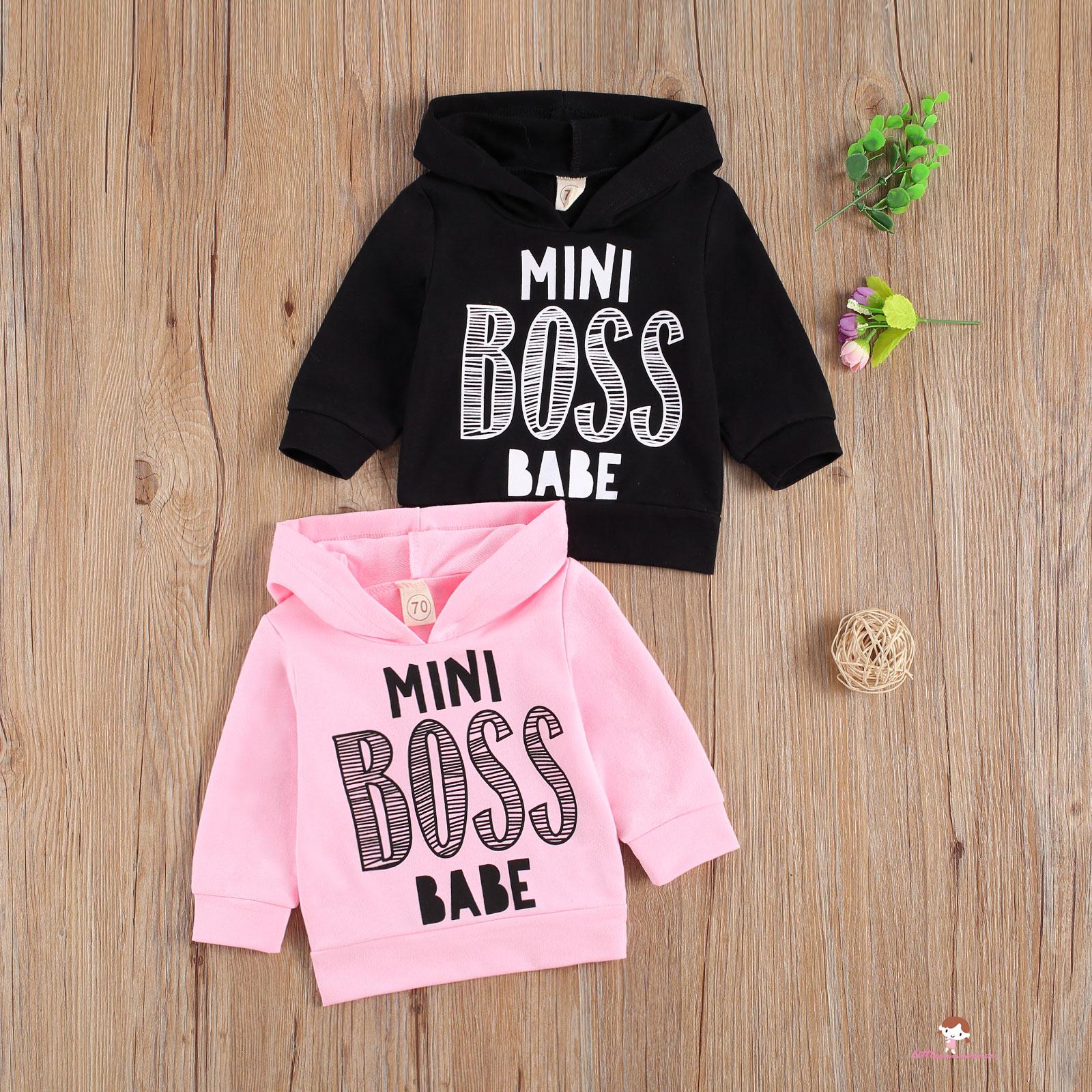 Áo Hoodie Tay Dài Cổ Tròn In Chữ Cho Bé 0-3 Tuổi