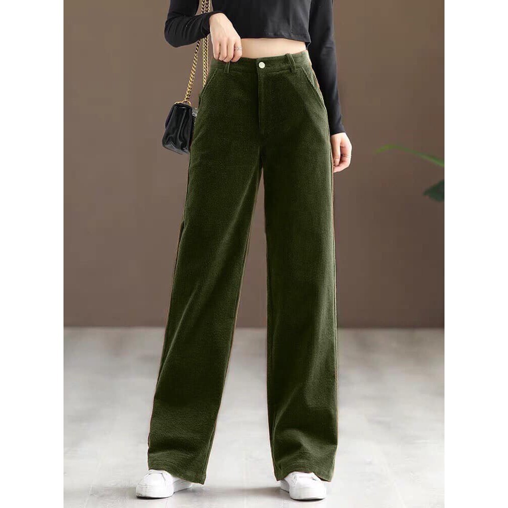 Quần Ống Suông Nữ, Quần Nhung Tăm Nữ Ống Rộng Lưng Cao Có Khóa Kéo Hàng Cao Cấp Đủ Size Màu Cơ Bản Dễ Phối Đồ. | BigBuy360 - bigbuy360.vn