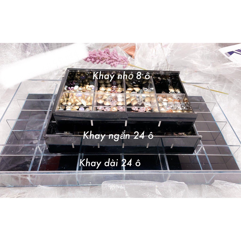 Khay mica cao cấp đựng đá nail