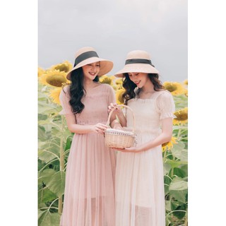 Đầm ren tiểu thư nhún ngực