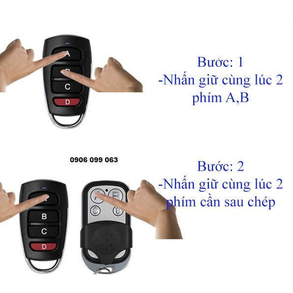 Remote 4 nút ABCD tần số 433Mhz - K323A màu đen