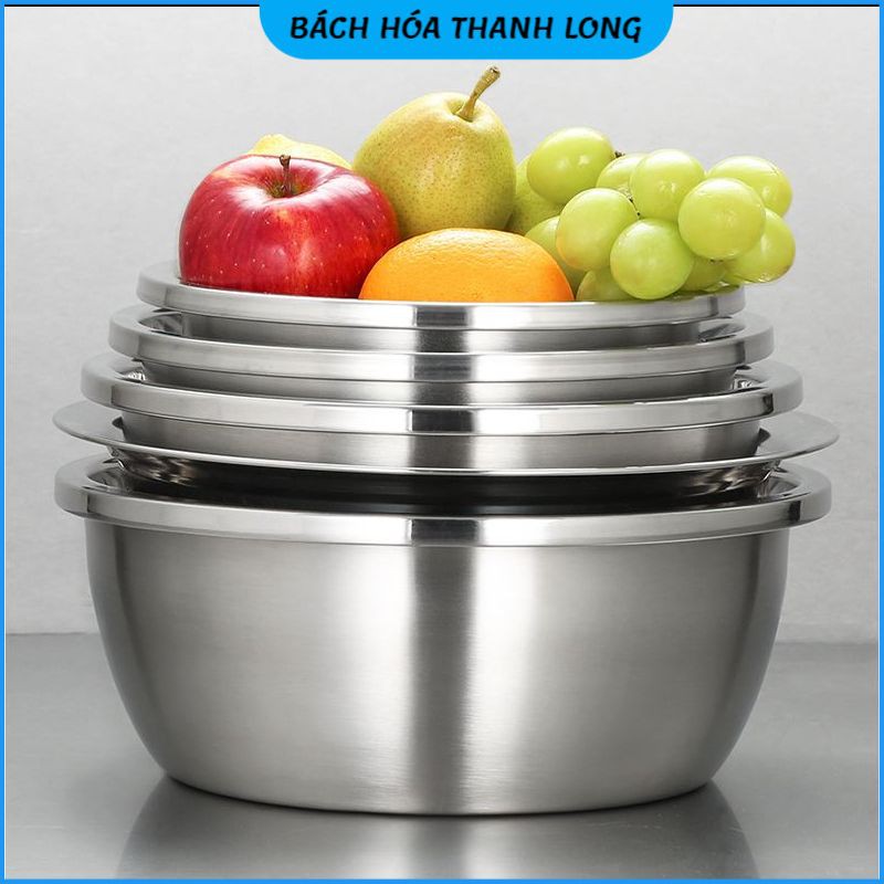 Chậu thau sâu lòng inox su 304 siêu dày nhiều size 18-20-22- 24-26-30-32-34-36cm