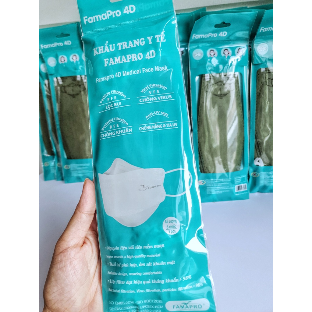 [Set 50 cái] Khẩu trang 4D Famapro KF94 chính hãng Nam Anh, kháng khuẩn chống giọt bắn