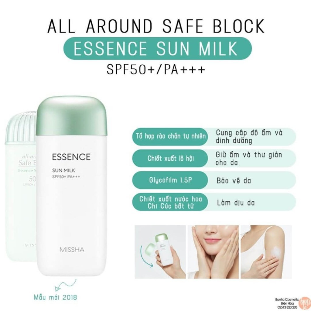 Sữa Chống Nắng Nâng Tone Làm Sáng Da, Chống Trôi Missha All-Around Safe Block Sun Milk 70ml