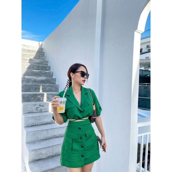 SET ĐI BIỂN BIG SIZE ÁO CROP TOP BUỘC DÂY KÈM VÁY GIẢ QUẦN