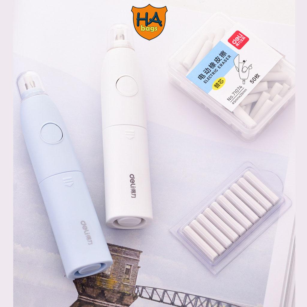Bút tẩy chì dùng pin cho học sinh mẫu giáo và tiểu học tẩy nhanh, sạch, không rách giấy HB1011 sẵn pin và 10 lõi tẩy gôm
