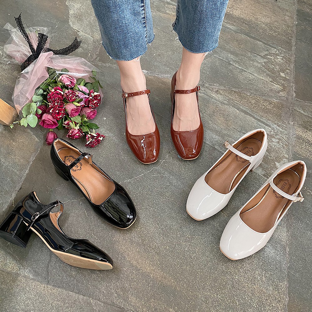 Giày Búp Bê Mũi Vuông Phối Khóa Thời Trang Mùa Thu 2020 | BigBuy360 - bigbuy360.vn