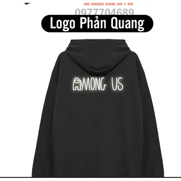 Áo Hoodie Among US TRUST NO ONE + Sau Lưng in PHẢN QUANG + Tặng kèm Mũ AMUS Phản Quang