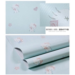 Decal giấy dán tường hello kitty xanh lợt