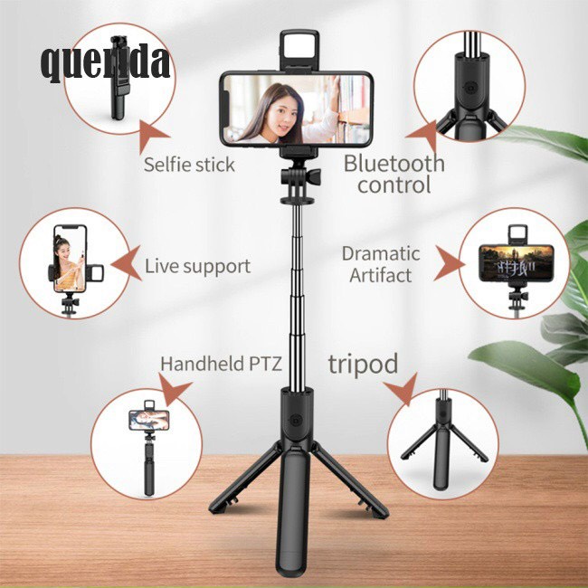 Gậy chụp ảnh 3 chân có đèn led trợ sáng Gậy tự sướng selfie chụp hình bluetooth điều khiển từ xa xoay nhiều góc độ