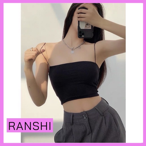 Áo 2 Dây Sợi Bún Ranshi Áo Croptop 2 Dây Chất Thun Co Giãn 4 Chiều Dáng Basic Dễ Mix Đồ - RA064