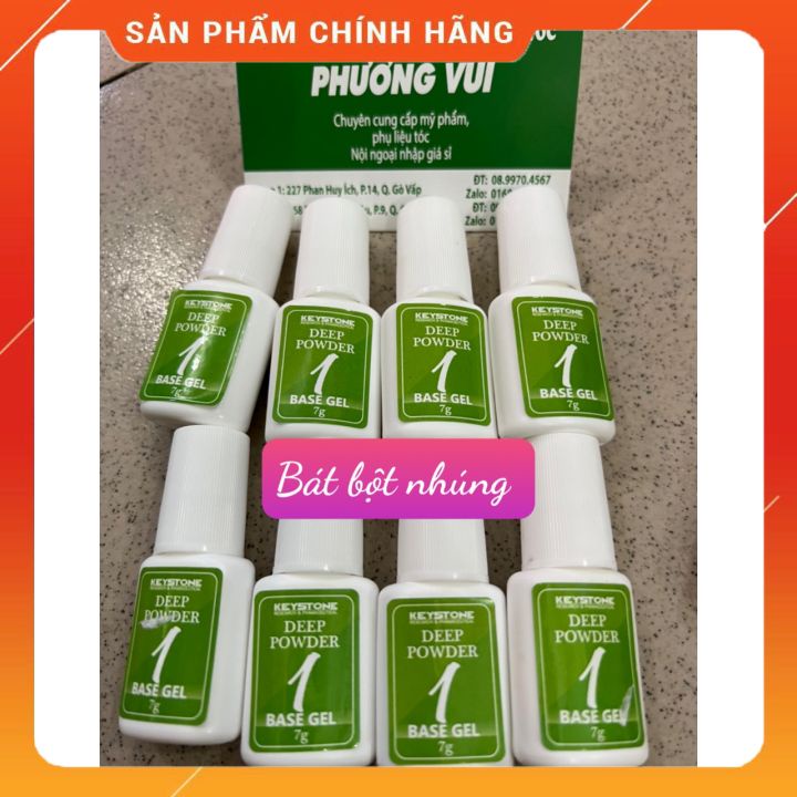 com bo bộ chai nước bát - top- cứng móng-và rửa cọ  bột nhúng keystone chai có cọ quét 7ml