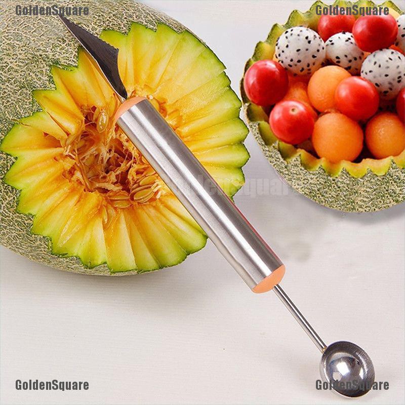 Muỗng Múc Kem Và Trái Cây Hai Đầu Bằng Thép Không Gỉ Mới