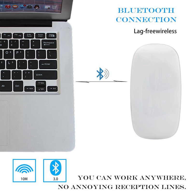Wireless Mouse Magic Ultra-Thin Curved Press  Mouse Ergonomic Optical Usb Computer Ultra-Thin Bluetooth 3.0 Mouse For Apple Mac Pc Plastic Without Battery White