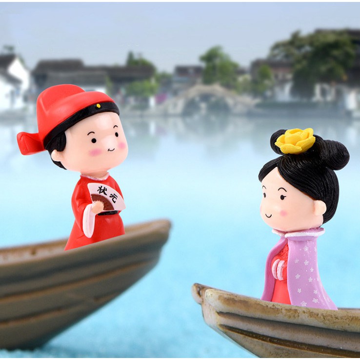 Mô hình cặp đôi trạng nguyên-cách cách để bàn, trang trí bánh kem quà tặng trang trí
