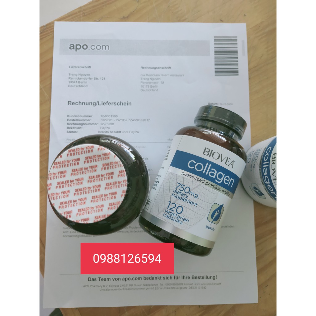 Viên Uống Collagen 750mg BIOVEA Đức, 120 viên