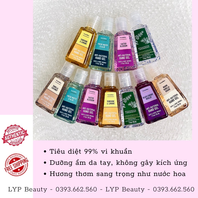 [Bill Mỹ] Nước rửa tay khô Bath & Body Works 29ml - Chai Vuông