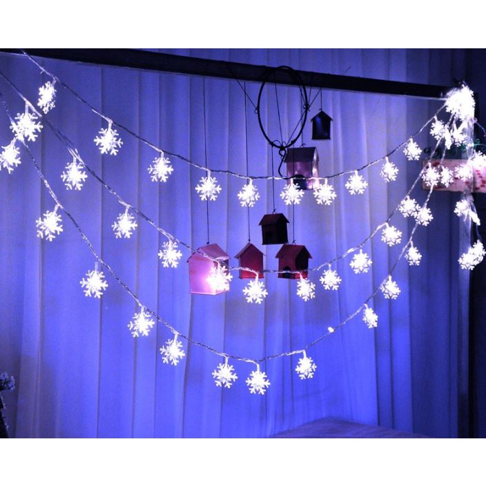 Dây đèn led pin aa ngôi sao,bông tuyết 6m và 10m trang trí noel, tết, lễ hội, dercor nhà cửa - Camping VietNam