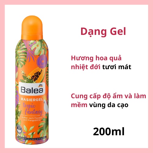 Bọt cạo lông Balea, Gel cạo lông Balea Đức toàn thân và bikini dành cho nữ