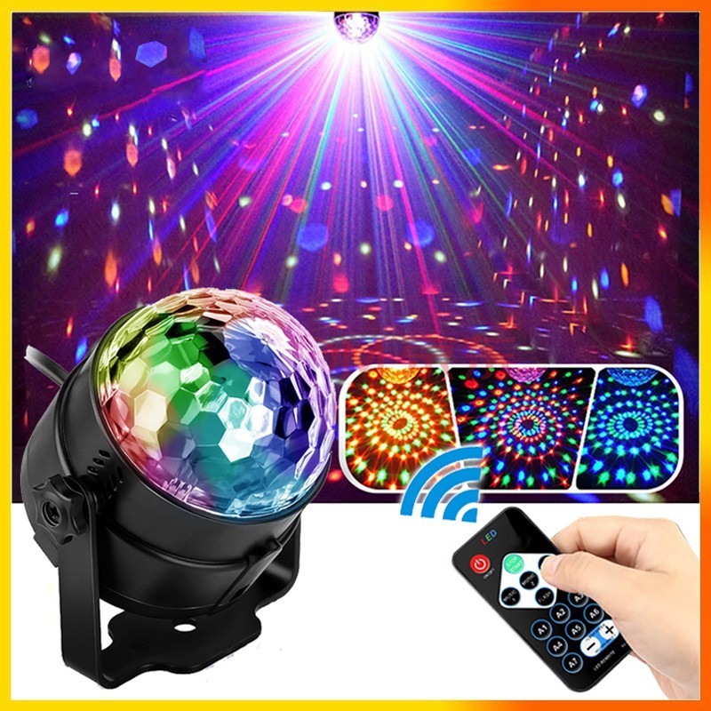 [Hàng Loại 1] Điều khiển - Đèn led xoay 7 màu vũ trường nháy chớp theo nhạc bay phòng sân khấu cảm ứng nhạc .
