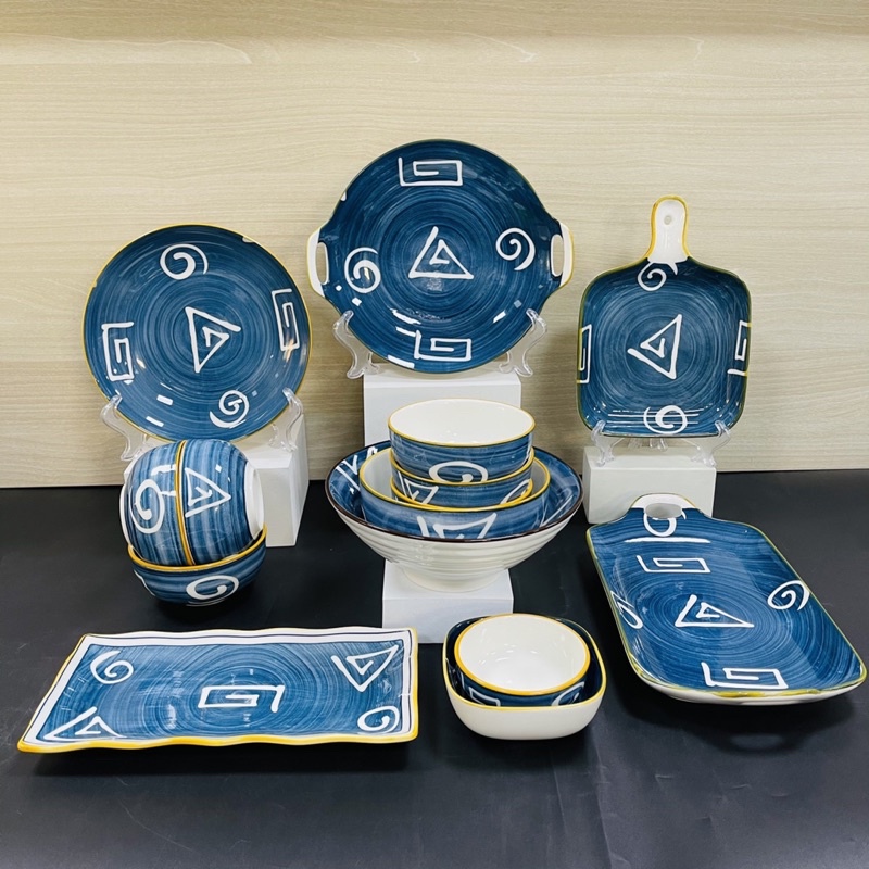 Đĩa Sứ Dài Hình Chữ Nhật Đựng Thức Ăn Sushi Hoạ Tiết Phong Cách Kiểu Nhật Decor Bàn Ăn Dĩa Sứ Ăn Cơm