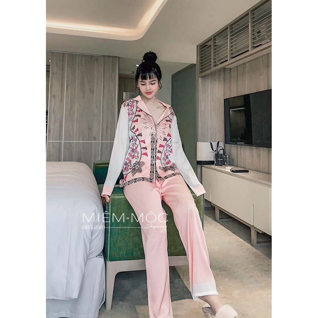 Đồ bộ nữ Vic's lụa Latin cao cấp, đồ ngủ hoạ tiết mặc nhà sang trọng L239 thời trang nữ pijama | BigBuy360 - bigbuy360.vn