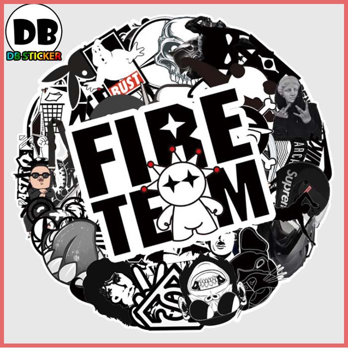 [Set 55 Cái] Sticker hoạt hình đen trắng dán trang trí laptop, mũ nón bảo hiểm, vali, xe tay ga - DB.003 | BigBuy360 - bigbuy360.vn