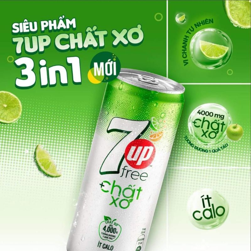 (Combo 12 lon) Mix Pepsi Chanh Ko Calo + 7Up Chất Xơ Ít Calo