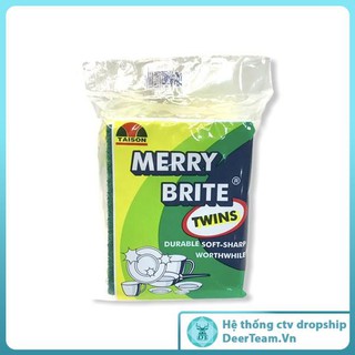 MIẾNG RỬA CHÉN 2 LỚP MERRY BRITE TWINS (CƯỚC DA LỢN) [deerteamvn]