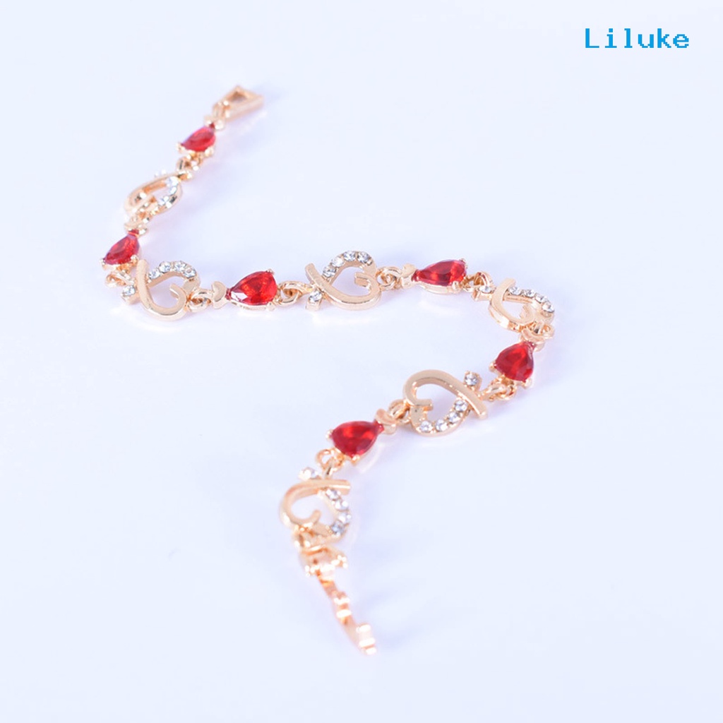 Vòng Tay Hợp Kim Mạ Bạc Trang Trí Hình Trái Tim Đính Đá Xinh Xắn Cho Nữ