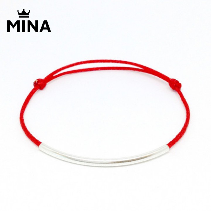 Vòng chỉ đỏ mix thanh bạc cứng MINA JW | Vòng tay handmade VT02