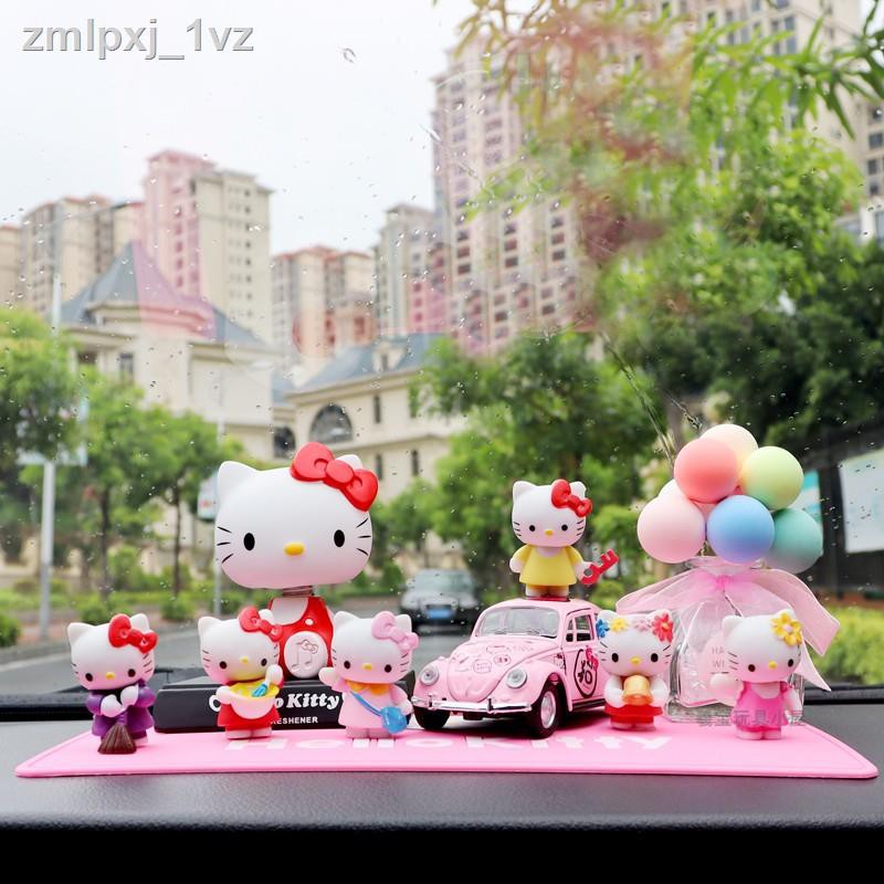 ✵□Đồ trang trí trên ô tô KT Hello Kitty búp bê lắc đầu trong hoạt hình dễ thương nữ thần bảng điều khiển trung tâm cùng