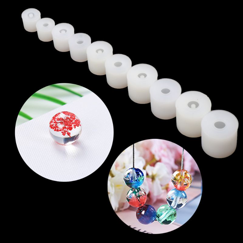 Sa set 20 Khuôn Silicone Làm Hạt Nhựa Resin Hình Tròn Có Lỗ Tiện Dụng