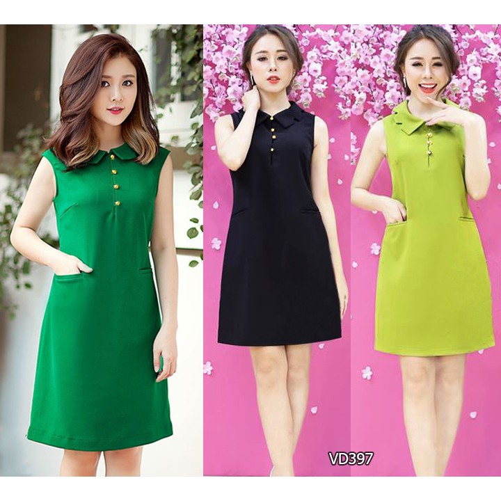 Đầm cổ sen chữ A có túi 