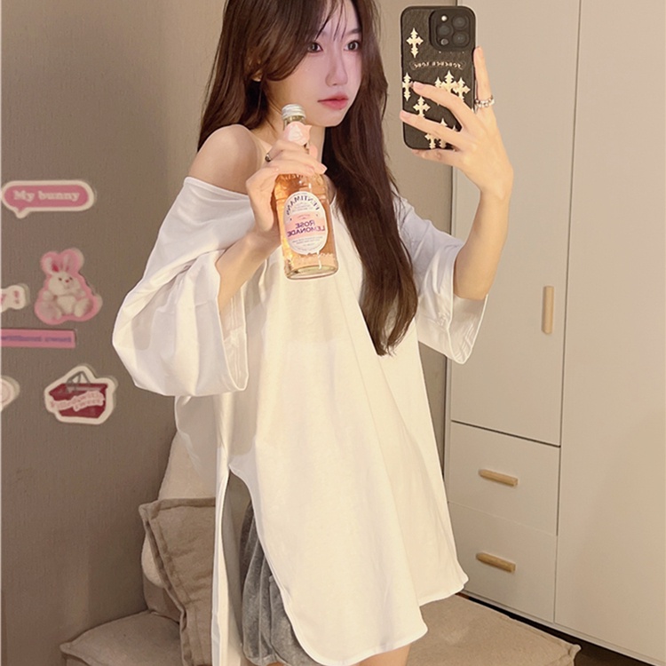 SUXI Áo Thun Ngắn Tay Cổ Tròn Màu Sắc Đơn Giản Thời Trang Mùa Hè Cho Nữ