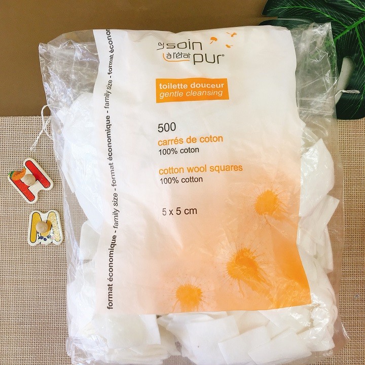 Bông tẩy trang Pháp Tetra Medical Cotton Wool Squares 500 miếng