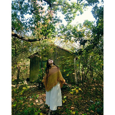 Cardigan len dáng choàng cape tông vàng mù tạt - MS030 (Có ảnh thật) | BigBuy360 - bigbuy360.vn