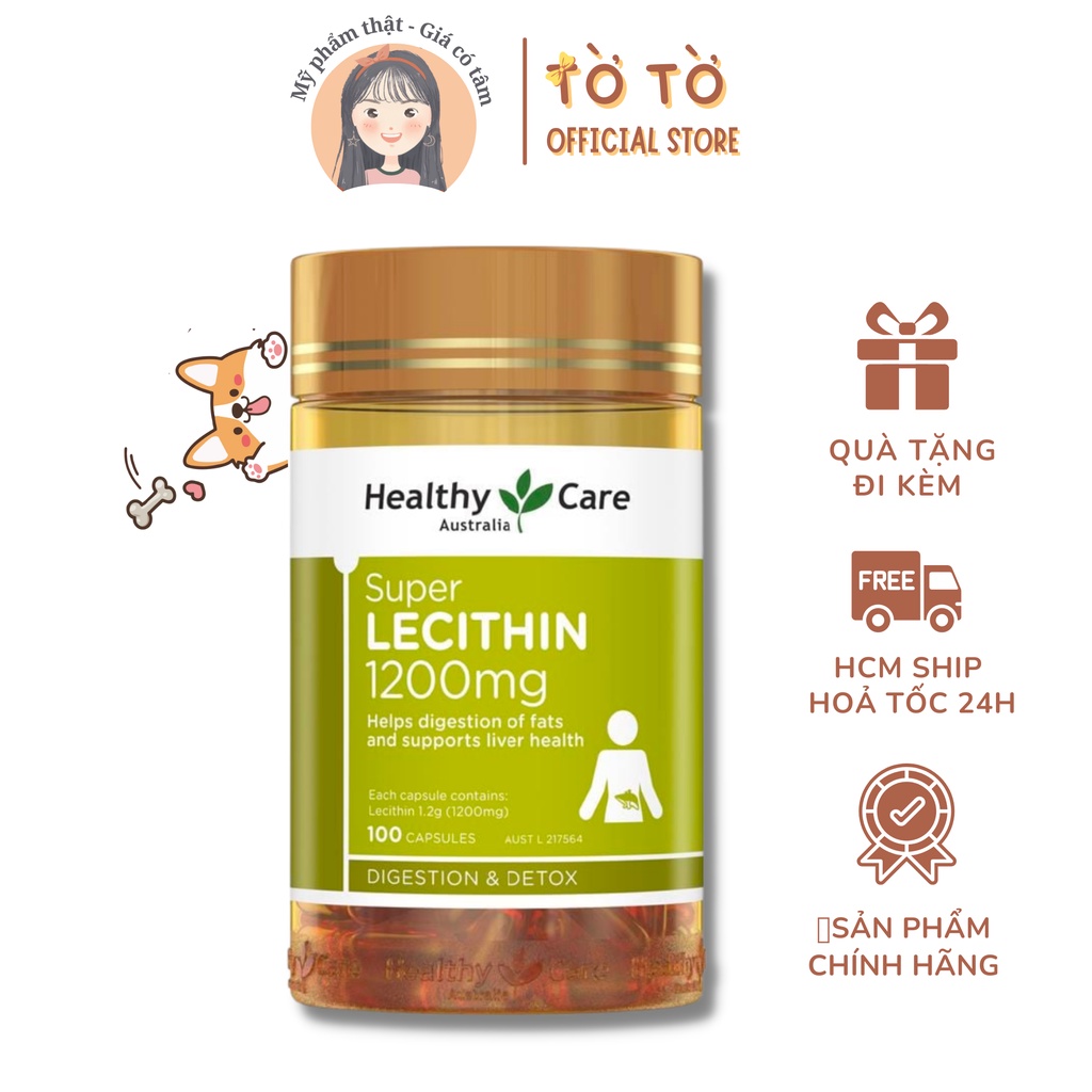 Mầm Đậu Nành Healthy Care Super Lecithin Tăng Vòng 1 Úc Chính Hãng 100 Viên 1200mg