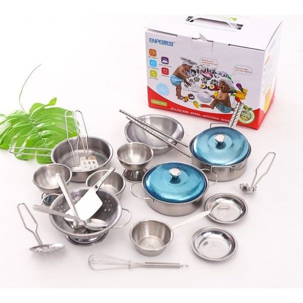 Bộ đồ chơi nấu ăn mini inox Bộ 25 món