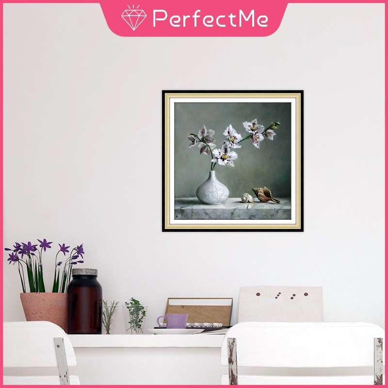 Bộ tranh đính đá 5D họa tiết bình hoa độc đáo DIY 30x30cm