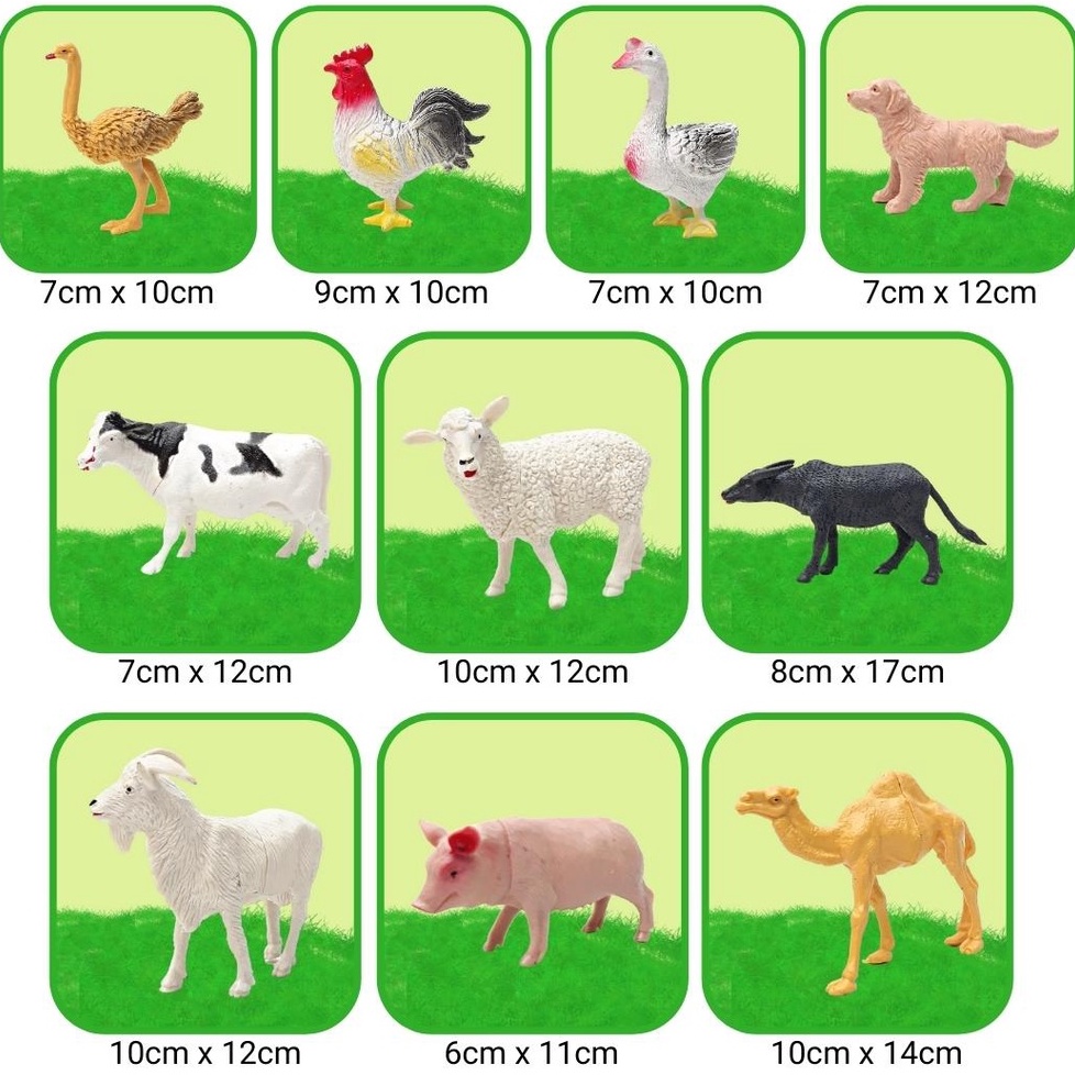 Đồ Chơi 10 Mô Hình Động Vật Nuôi Nhựa Dẻo , An Toàn Cho Bé. Toys Con Vật Dễ Thương Hàng Việt Nam An Toàn